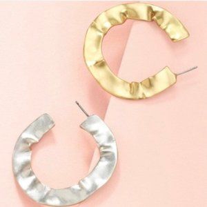 [Stella & Dot] Reversible Silver/Gold Wave Hoops